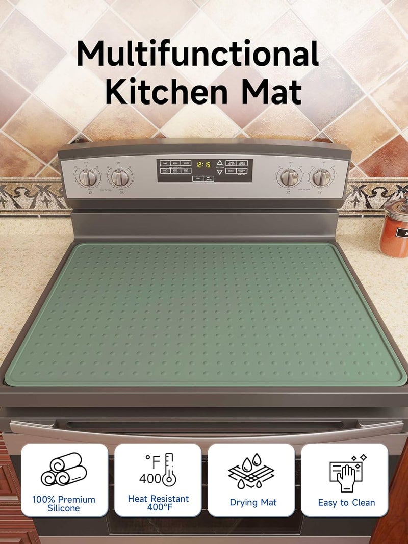 Bampanda Silicone Stove Top Cover for Electric Stove, Glass Stove Top Protector, Stovetop Cover Mat for Cooktop, Flat Range Cover, Oven Top Protector, Coffee Bar Mat, 28 x 20 in, Green - Image 4